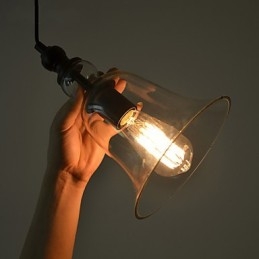Vintage industriální retro skleněný lustr Kreativní minimalistická noční lampa čirá barva
