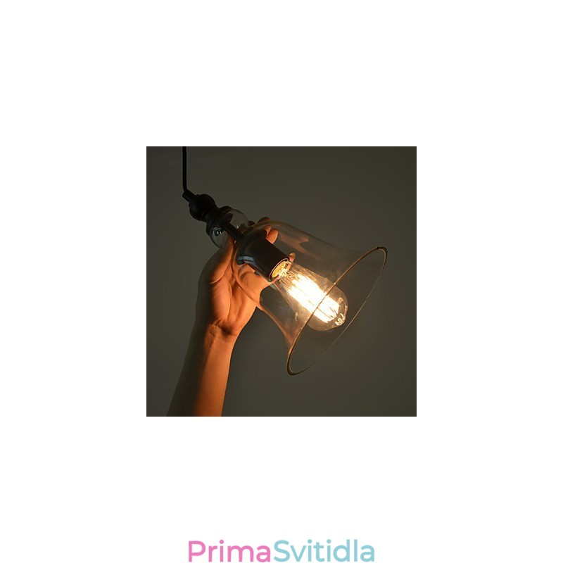 Vintage industriální retro skleněný lustr Kreativní minimalistická noční lampa čirá barva
