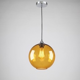 Moderní skleněné závěsné svítidlo v kulatém jantarovém bublinkovém designu skleněného stínidla