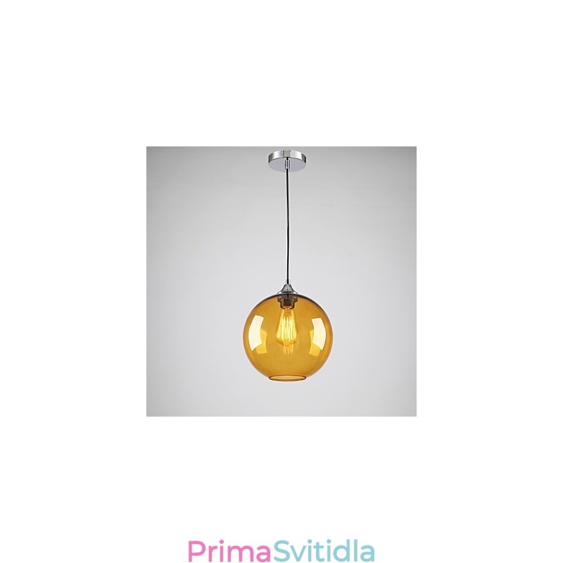 Moderní skleněné závěsné svítidlo v kulatém jantarovém bublinkovém designu skleněného stínidla