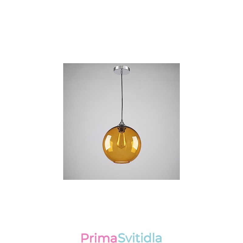 Moderní skleněné závěsné svítidlo v kulatém jantarovém bublinkovém designu skleněného stínidla