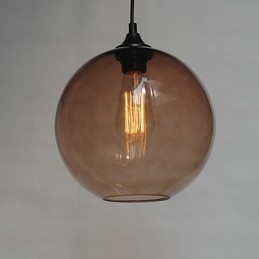 Moderní skleněné závěsné svítidlo v kulatém hnědém bublinkovém designu