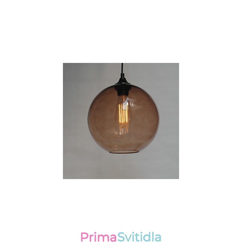 Moderní skleněné závěsné svítidlo v kulatém hnědém bublinkovém designu