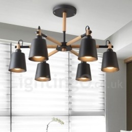 Moderní současná dřevěná lustrová lampa 6