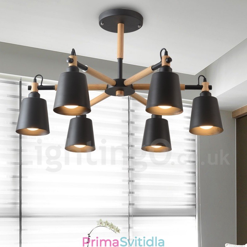 Moderní současná dřevěná lustrová lampa 6