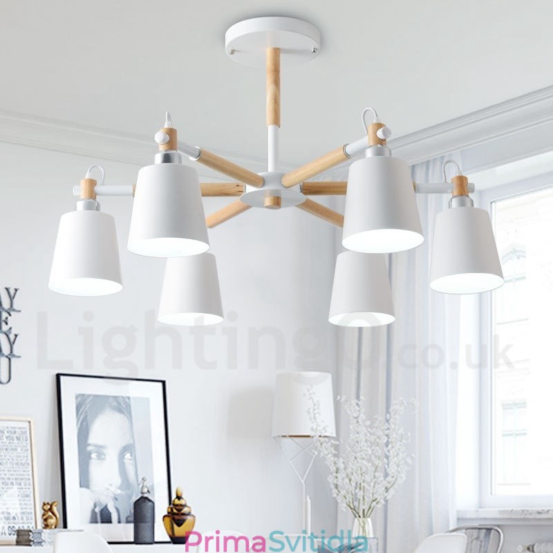 Moderní současná dřevěná lustrová lampa 6