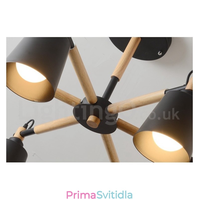 Moderní současná dřevěná lustrová lampa 6