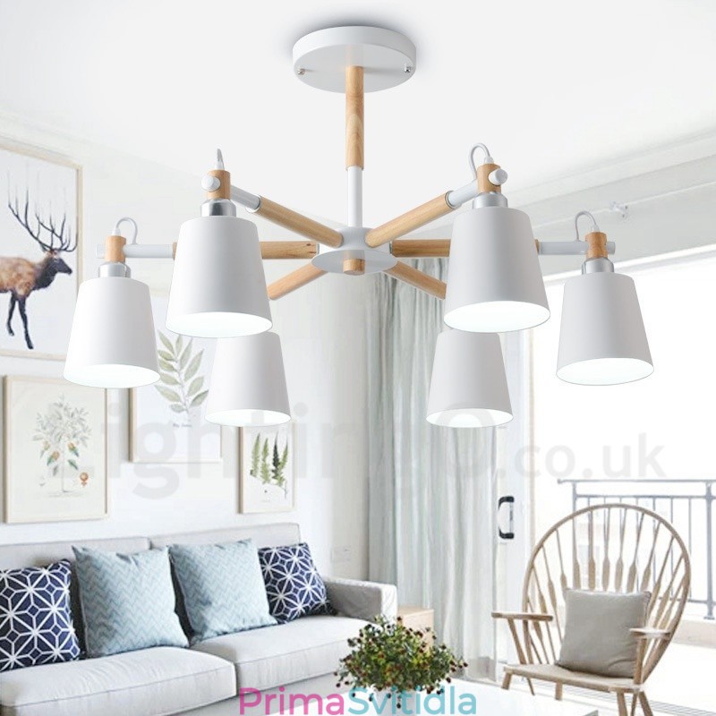 Moderní současná dřevěná lustrová lampa 6