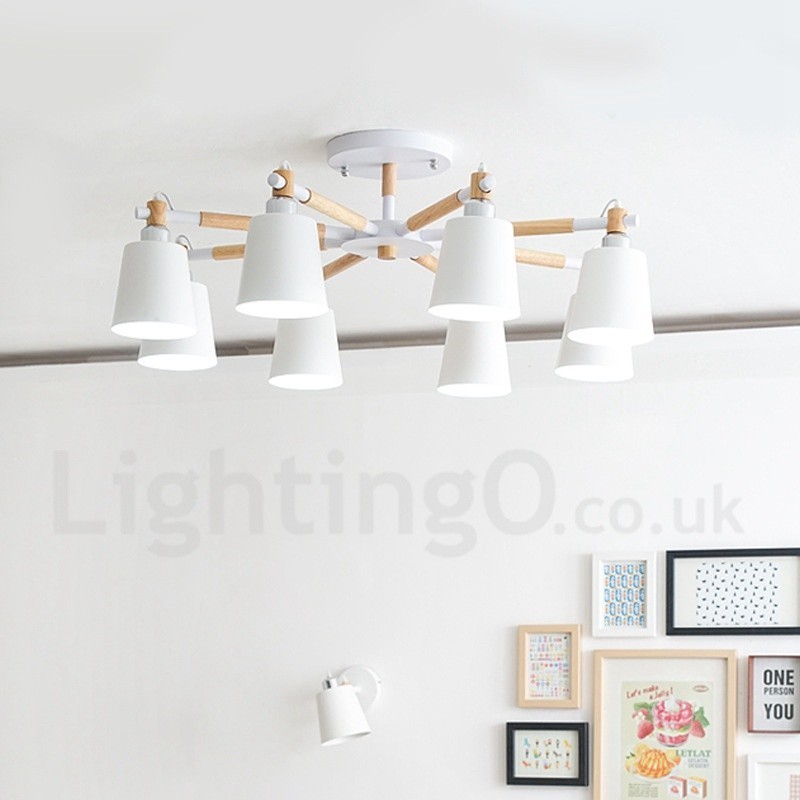 8 Lehký moderní současný dřevěný lustr