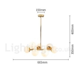 8 Lehký moderní současný lustr se skleněným stínidlem Light