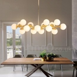 Moderní Contemporary 16 světelný lustr se skleněným stínidlem a lampou