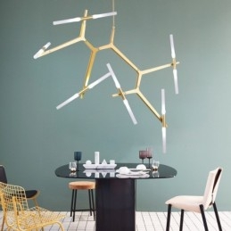 12 lehkých moderních současných lustrových světel (černozlatý)