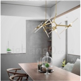 12 lehkých moderních současných lustrových světel (černozlatý)