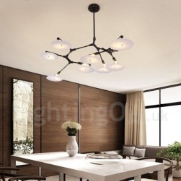 Černá 8 světlá moderní současná lustrová lampa
