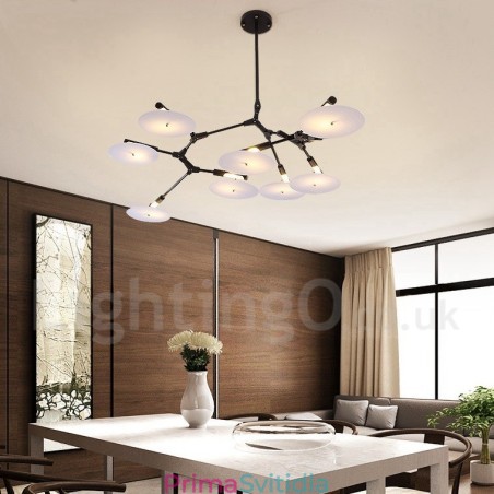 Černá 8 světlá moderní současná lustrová lampa Černá 8 světlá moderní současná lustrová lampa