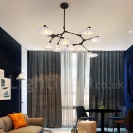 Černá 8 světlá moderní současná lustrová lampa