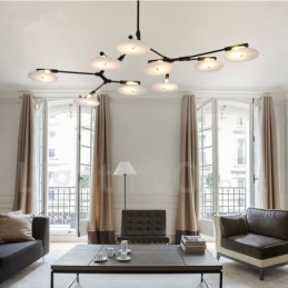 Černá 9 světlá moderní současná lustrová lampa