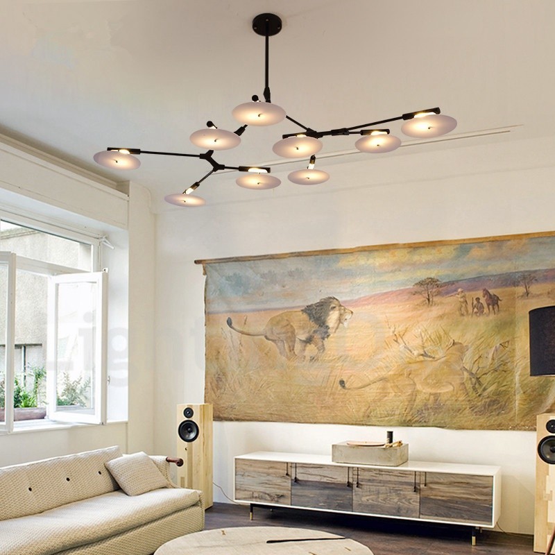 Černá 9 světlá moderní současná lustrová lampa
