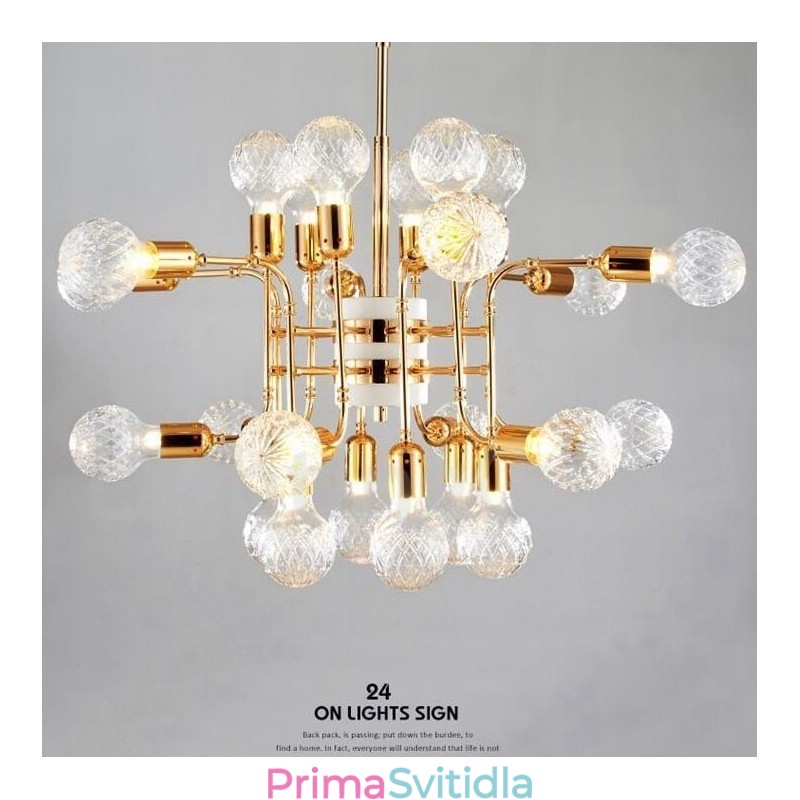 4patrová moderní současná lustrová lampa s 24 světly