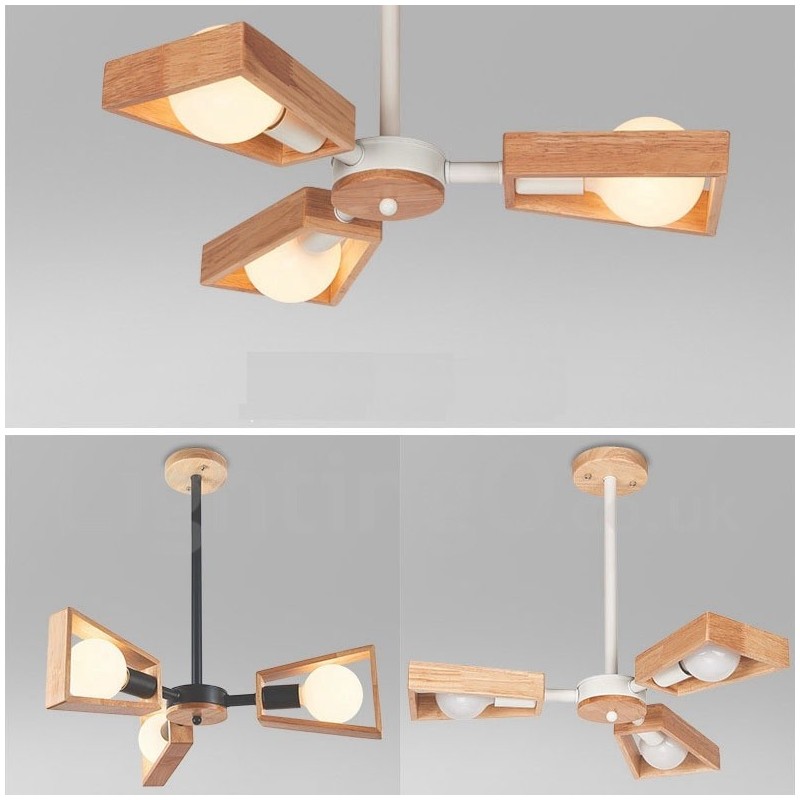 Dřevěná jednořadá lustrová lampa moderního současného stylu
