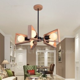 Dřevěná jednovrstvá lustrová lampa moderního současného stylu