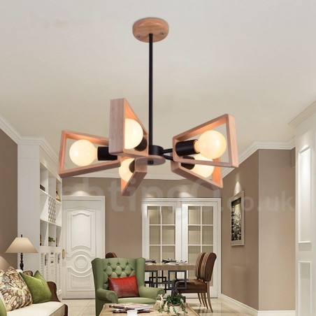 Dřevěná jednovrstvá lustrová lampa moderního současného stylu Dřevěná jednovrstvá lustrová lampa moderního současného stylu