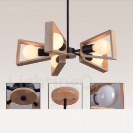 Dřevěná jednovrstvá lustrová lampa moderního současného stylu