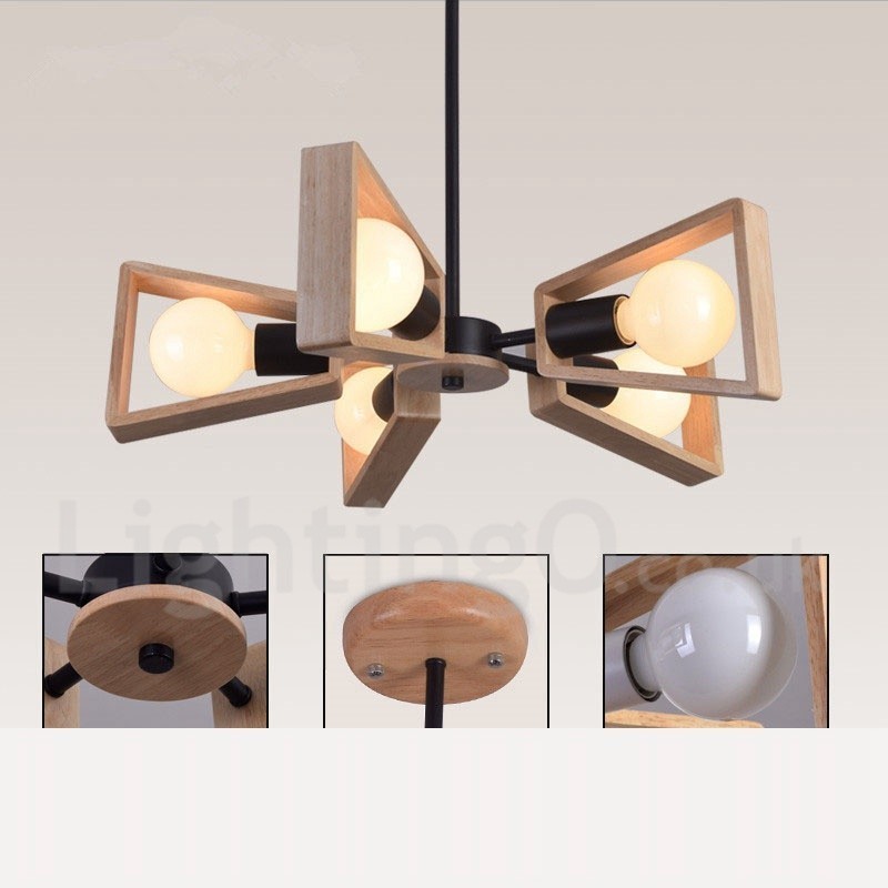 Dřevěná jednovrstvá lustrová lampa moderního současného stylu
