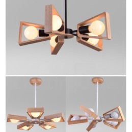 Dřevěná jednovrstvá lustrová lampa moderního současného stylu