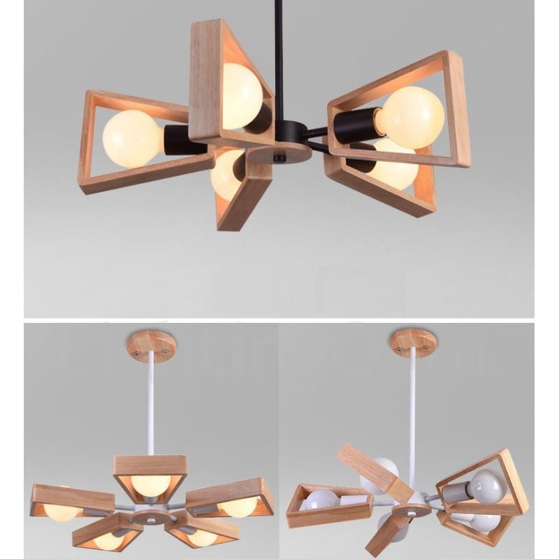 Dřevěná jednovrstvá lustrová lampa moderního současného stylu