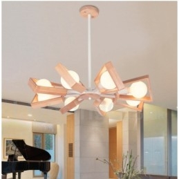 Dřevěná jednovrstvá lustrová lampa moderního současného stylu