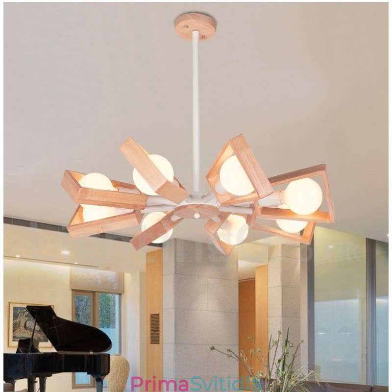 Dřevěná jednovrstvá lustrová lampa moderního současného stylu