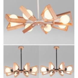 Dřevěná jednovrstvá lustrová lampa moderního současného stylu