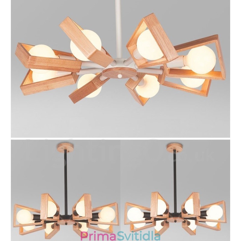 Dřevěná jednovrstvá lustrová lampa moderního současného stylu