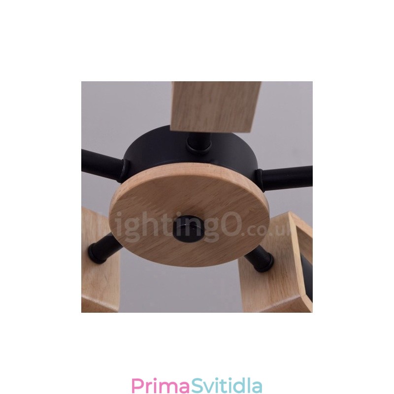 Dřevěná jednovrstvá lustrová lampa moderního současného stylu