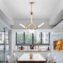Moderní současná světlá zlatá lustrová lampa 2 řady 4