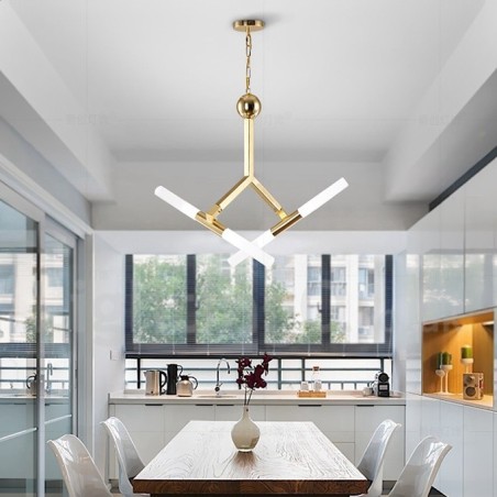 Moderní současná světlá zlatá lustrová lampa 2 řady 4 Moderní současná světlá zlatá lustrová lampa 2 řady 4