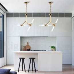 Moderní současná světlá zlatá lustrová lampa 2 řady 4