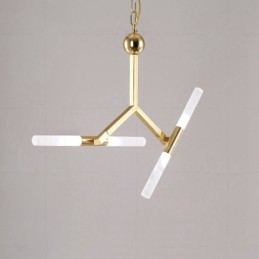 Moderní současná světlá zlatá lustrová lampa 2 řady 4