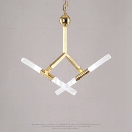Moderní současná světlá zlatá lustrová lampa 2 řady 4