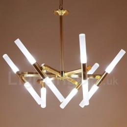 Moderní současná světlá zlatá lustrová lampa 2 řady 12