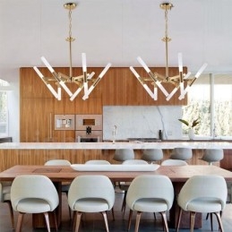 Moderní současná světlá zlatá lustrová lampa 2 řady 12