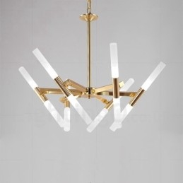 Moderní současná světlá zlatá lustrová lampa 2 řady 12