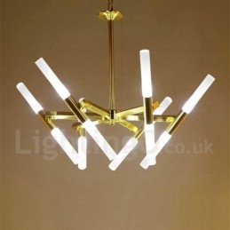 Moderní současná světlá zlatá lustrová lampa 2 řady 12