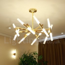 Moderní současná světlá zlatá lustrová lampa 2 řady 16