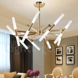 Moderní současná světlá zlatá lustrová lampa 2 řady 16