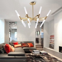 Moderní současná světlá zlatá lustrová lampa 2 řady 16