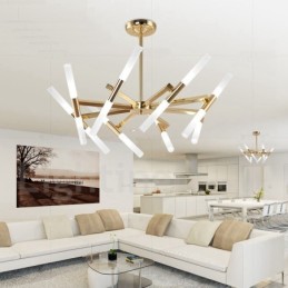 Moderní současná světlá zlatá lustrová lampa 2 řady 16