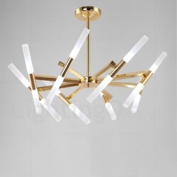 Moderní současná světlá zlatá lustrová lampa 2 řady 16