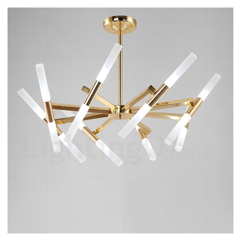 Moderní současná světlá zlatá lustrová lampa 2 řady 16